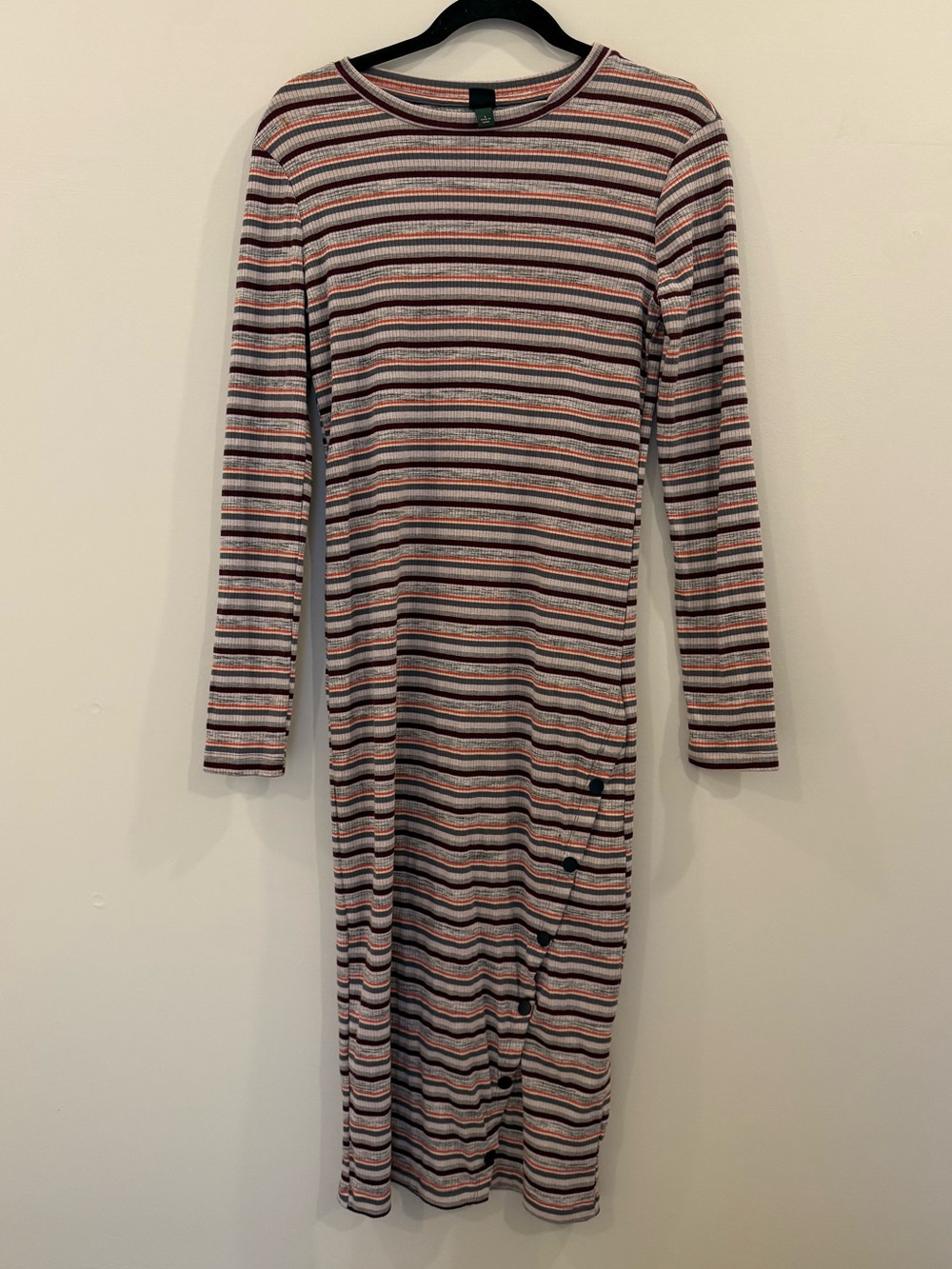 wild fable Multicolor Striped Long Sleeve Midi Dress